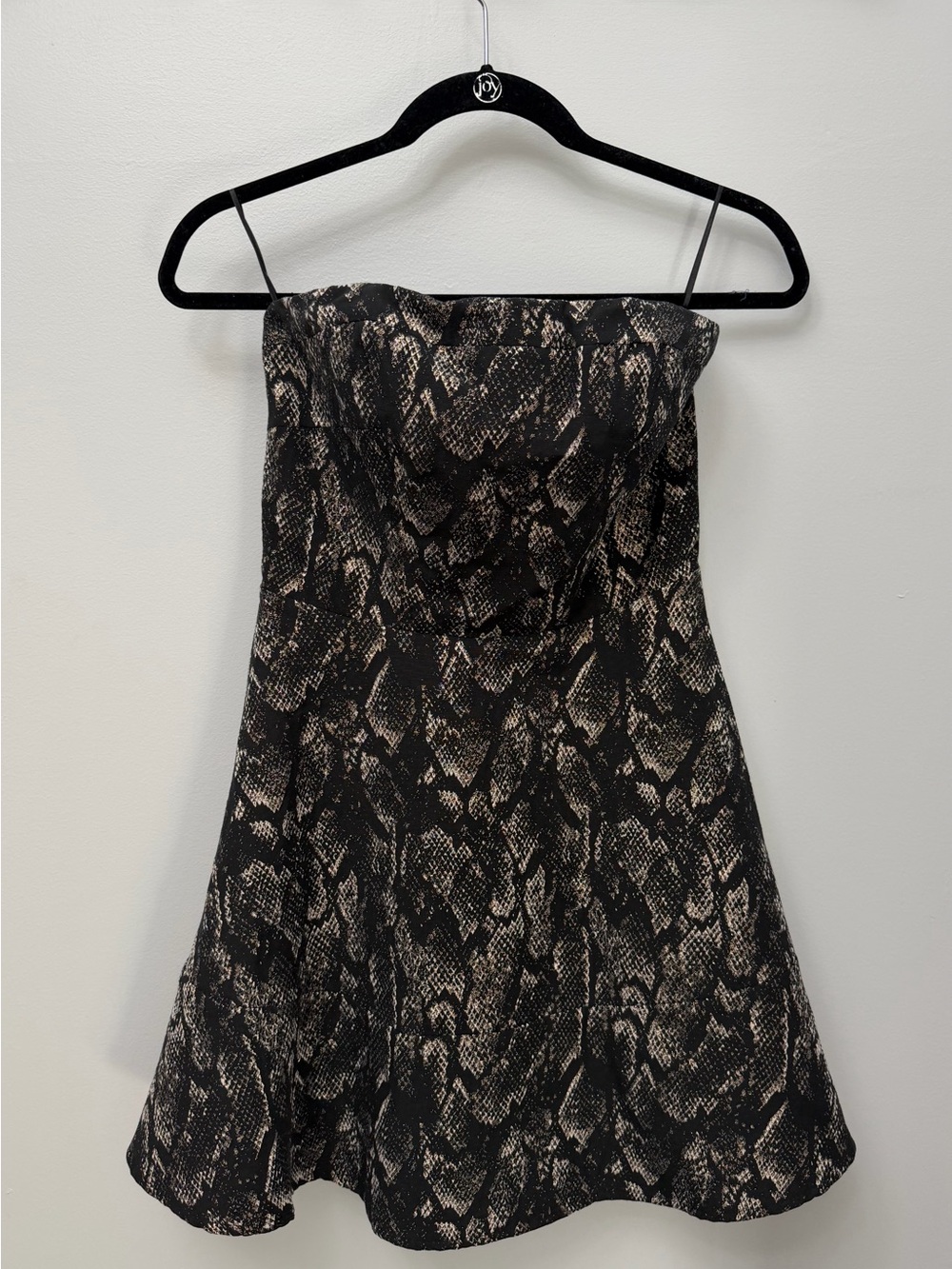 Express Strapless Snake Print Metallic Cocktail Dress